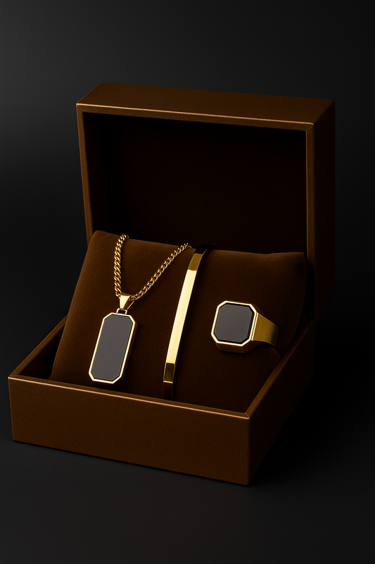 Black Onyx Trio – Premium Men’s Jewelry Gift Set
