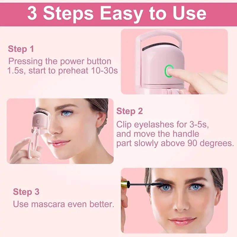 Electric Eyelash Curler, Quick Heated Eyelashes Curler, Rechargeable Long Lasting Curling Tool, Portable Electric Heated Comb, Thermal Eyelash Curler Makeup Tools, Natural Lashes Handheld Eyelash Heated Curler