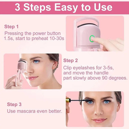 Electric Eyelash Curler, Quick Heated Eyelashes Curler, Rechargeable Long Lasting Curling Tool, Portable Electric Heated Comb, Thermal Eyelash Curler Makeup Tools, Natural Lashes Handheld Eyelash Heated Curler